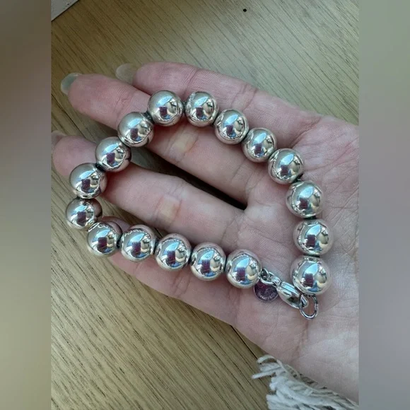 Tiffany & Co Ball Bead 10mm Sterling Silver Bracelet Shiny Excellent Condition - Picture 2 of 8